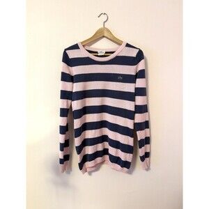 LACOSTE STRIPED SWEATER PULLOVER SWEATSHIRT PINK DARK BLUE SIZE 40